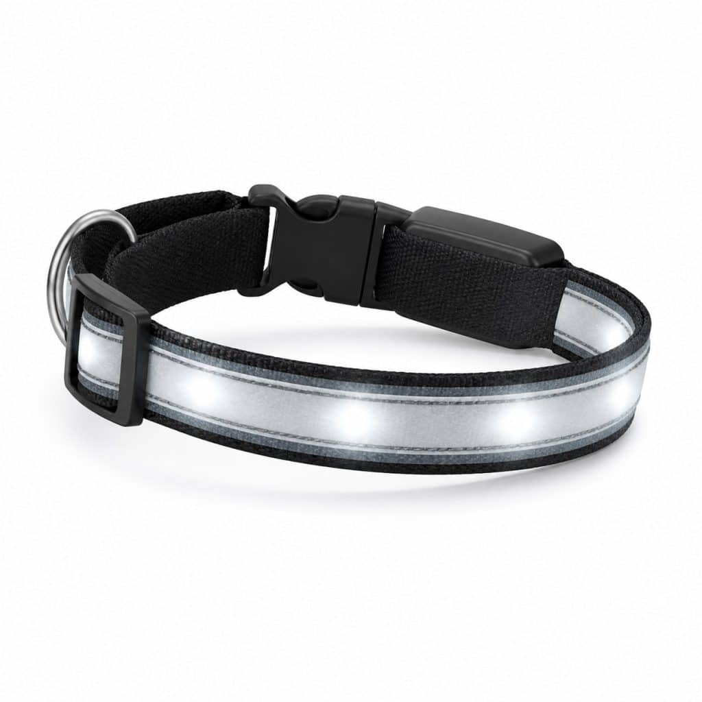 Collier lumineux et réfléchissant présenté seul